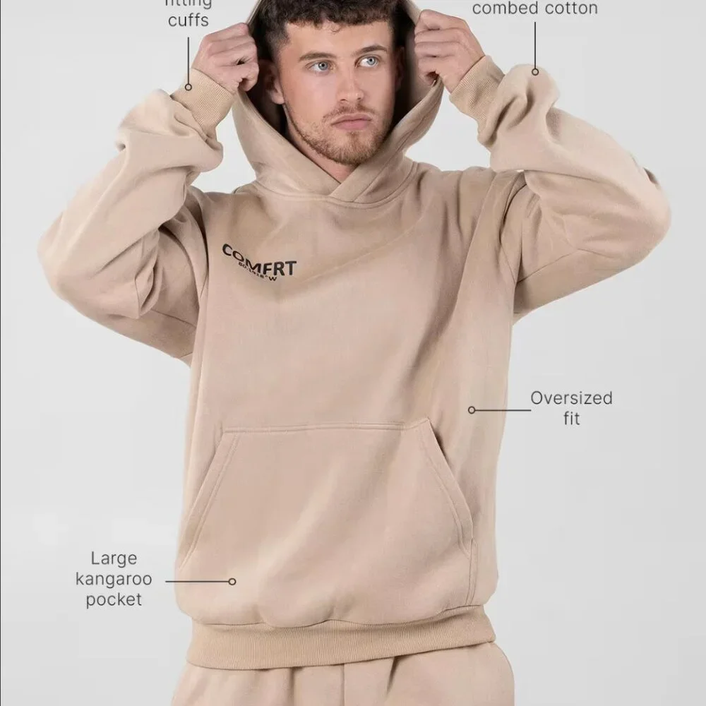 Comfrt Coordinate Hoodie & Sweatpant Set - Sand / Medium - Picture 5 of 7